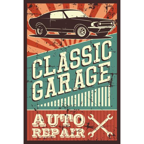 Vector illustratie met de afbeelding van een oude klassieke auto, ontwerp logo&#39;s, posters, banners, bewegwijzering.