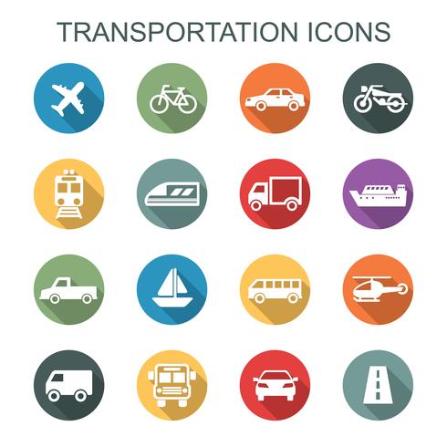 transport lange schaduw pictogrammen vector