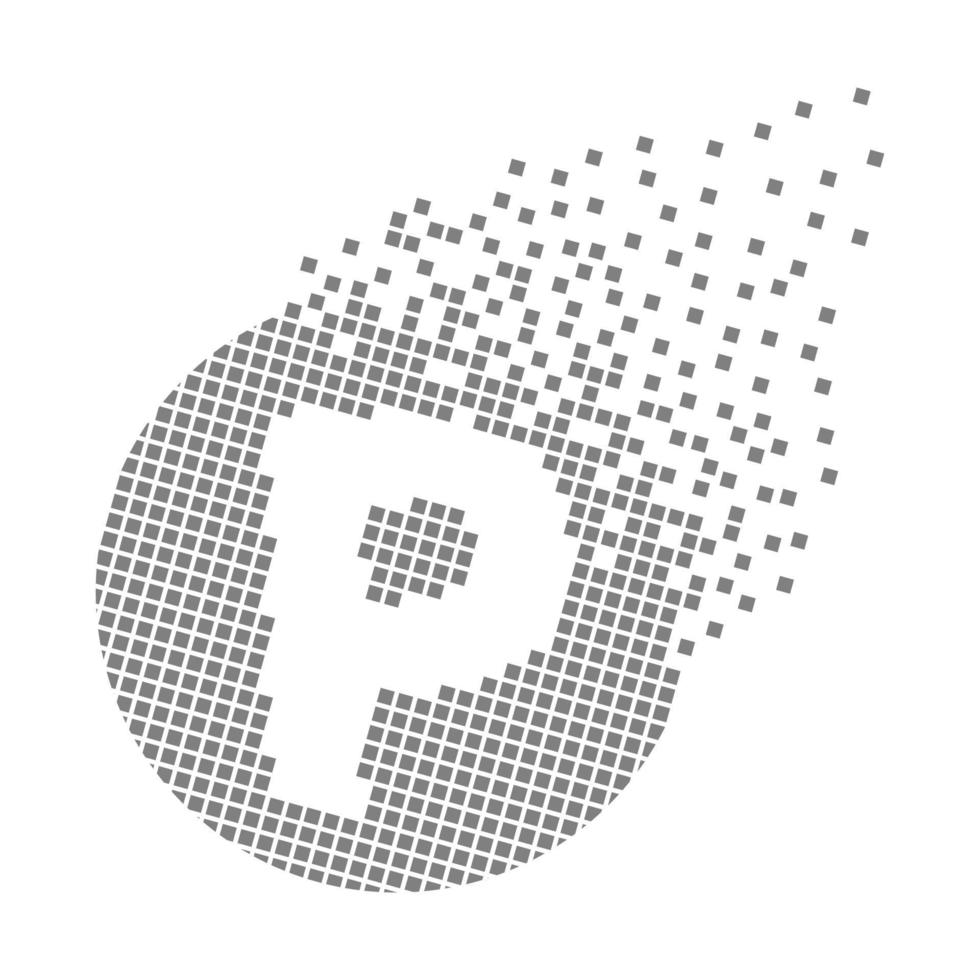 ronde letter p snelle pixelpunten. pixelkunst met letter p. vector