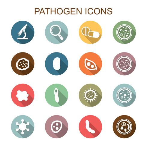 pathogeen lange schaduw pictogrammen vector