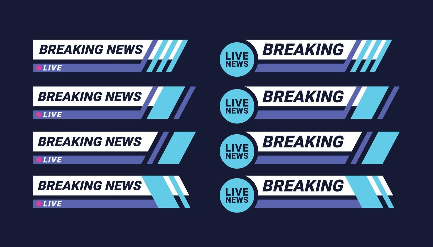 set van breaking news tv-schermbalken banners headlines vector