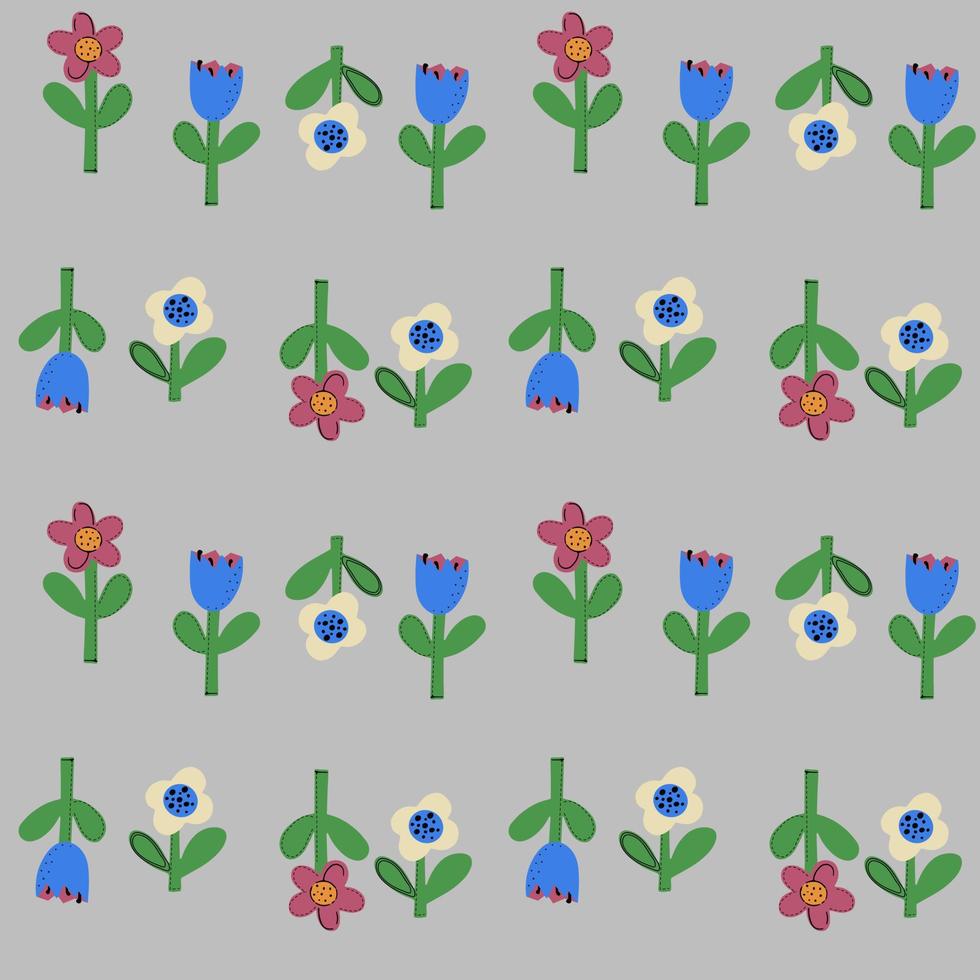 naadloos natuurlijk patroon van bloemen in een eenvoudige vorm. vector