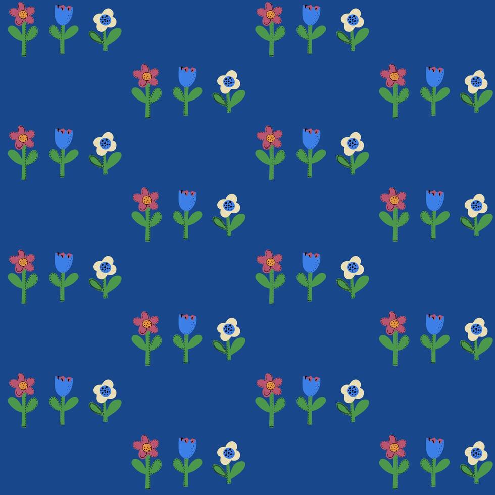 naadloos natuurlijk patroon van bloemen in een eenvoudige vorm. vector