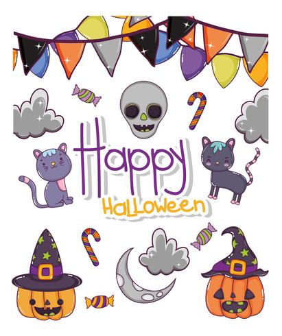 Set van halloween tekenfilms vector