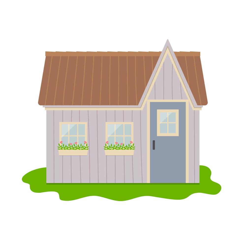 tuinhuis, achterom. kleurrijk klein mooi huis. vector