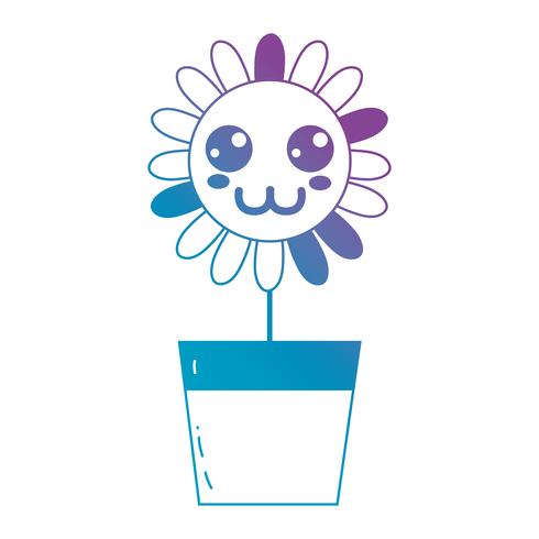 lijn kawaii schattig gelukkig bloem vector