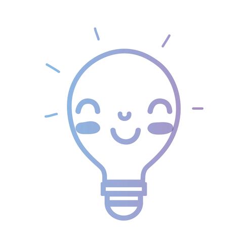 lijn kawaii schattig gelukkig lamp idee vector