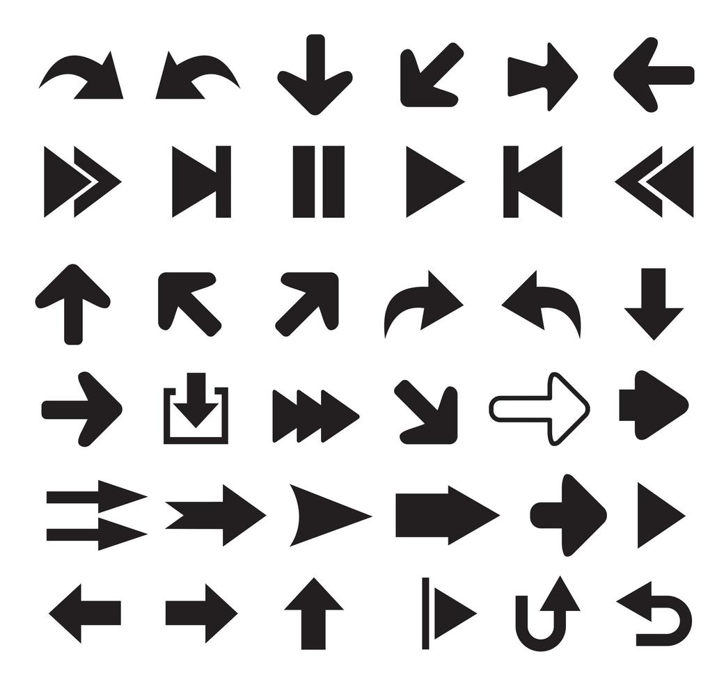 pijlen iconen set silhouetten van directionele cursor tekenen vector