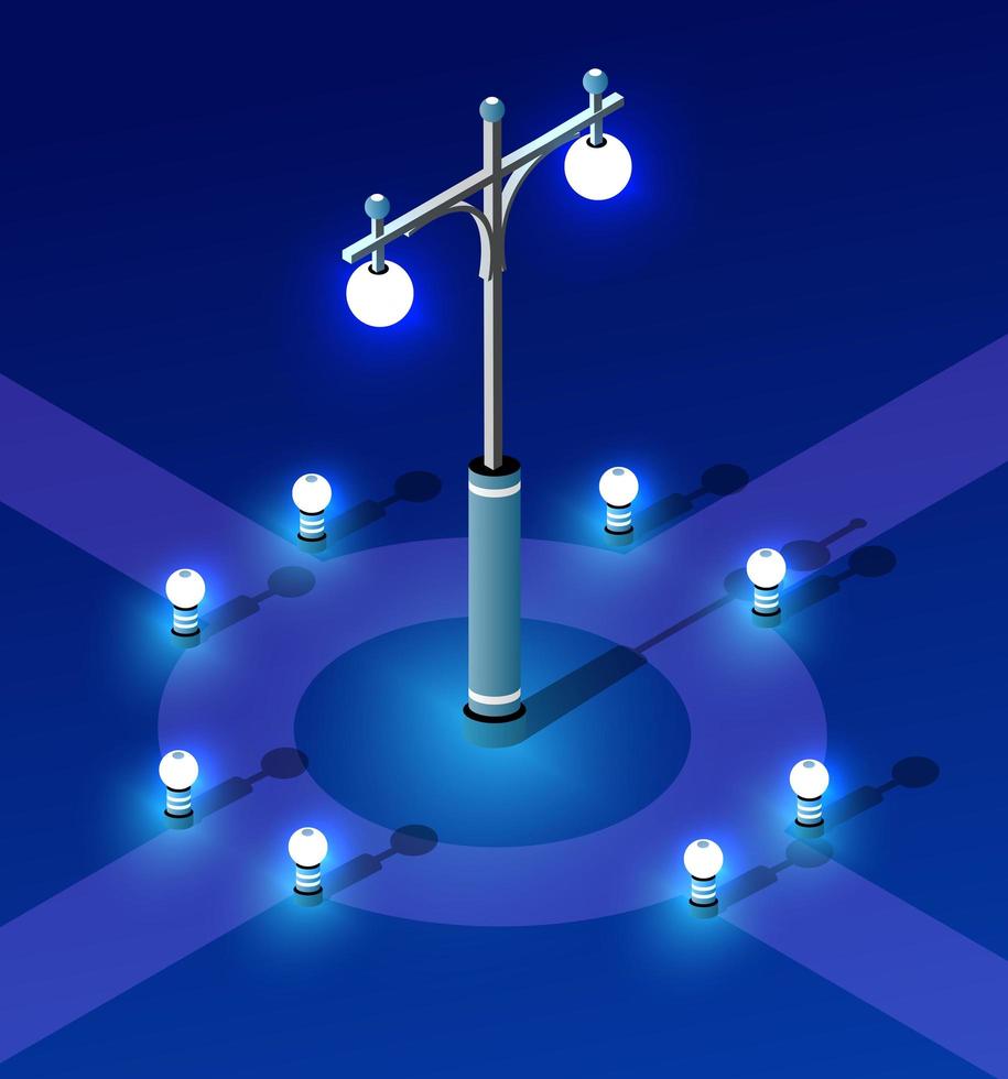 isometrische set ultra stadsconcept van lantaarns, een ultraviolet 3d modern ontwerp vectorillustratie vector