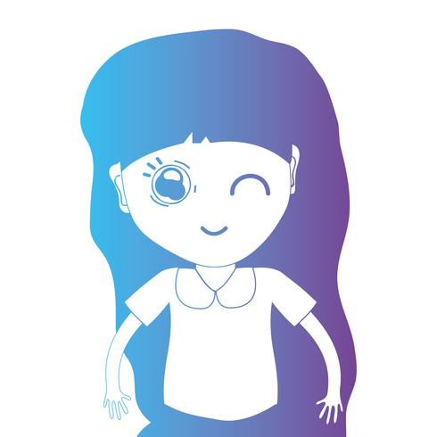 lijn avatar meisje met kapsel en blouse vector