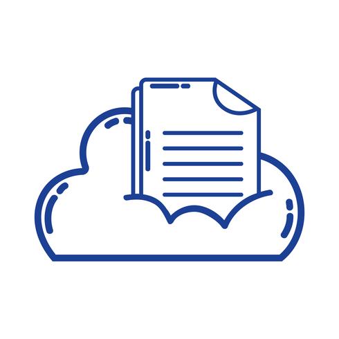 silhouet cloudgegevens met digitale documentinformatie vector
