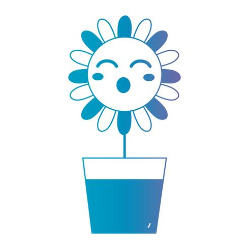 lijn kawaii schattig gelukkig bloem vector