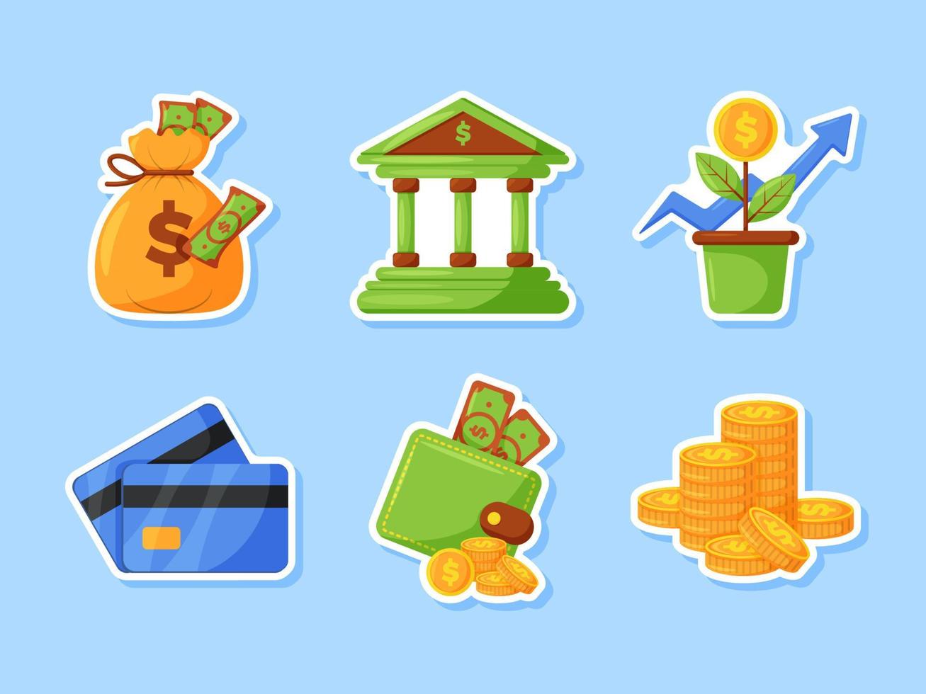 stickerset financiële geletterdheid vector