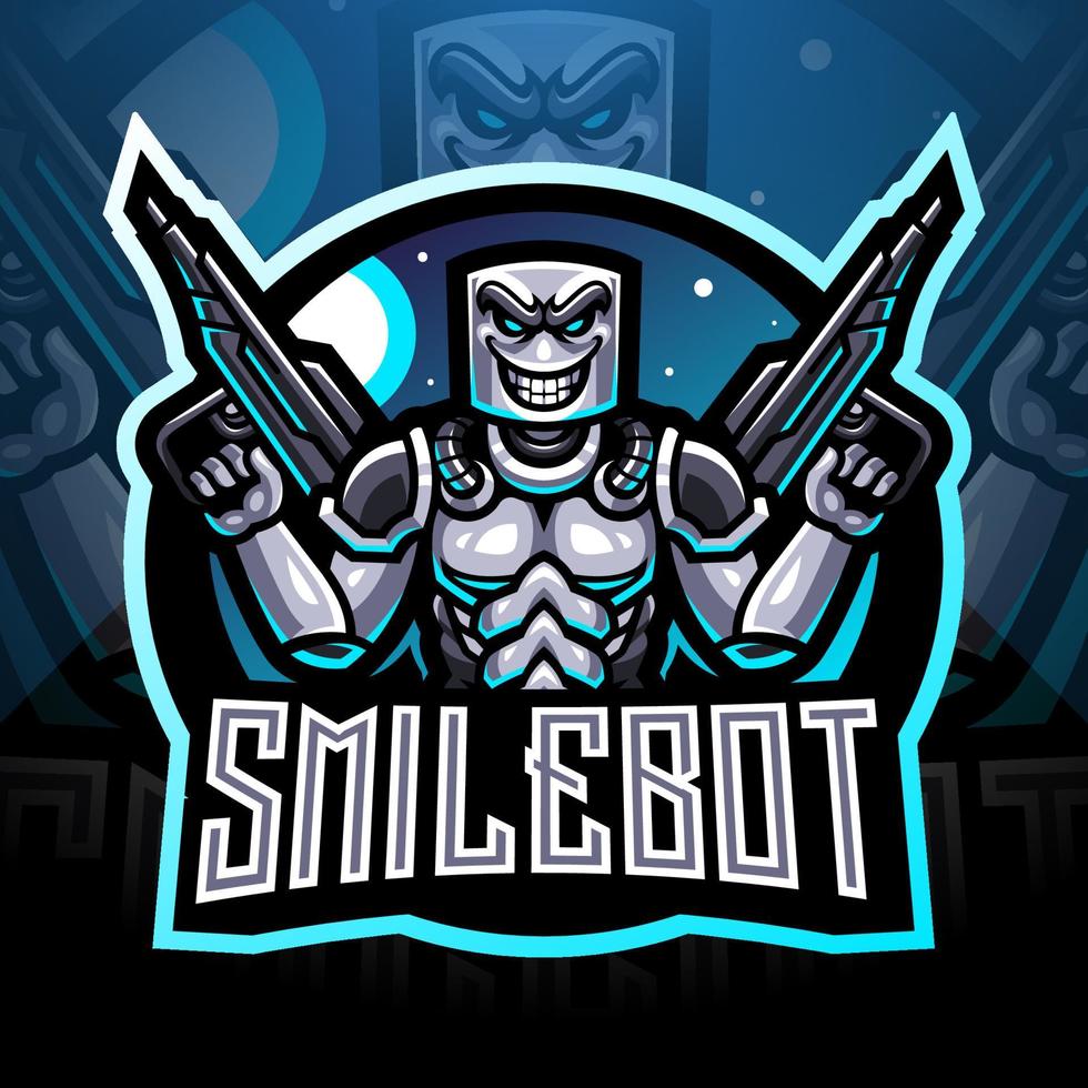 smile robot esport mascotte logo ontwerp vector