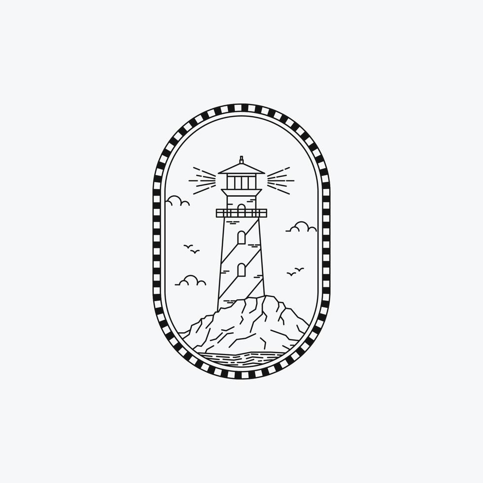 vuurtoren badge lijn kunst logo vector illustratie overzicht eenvoudig minimalistisch design