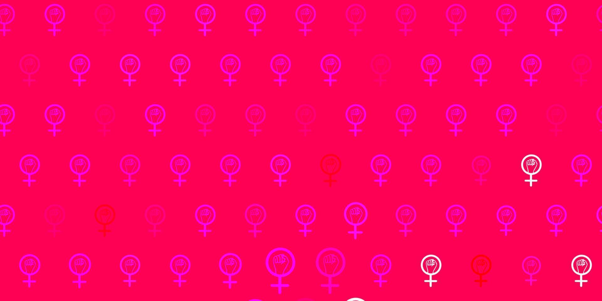 lichtroze vectorachtergrond met de symbolen van de vrouwenmacht. vector