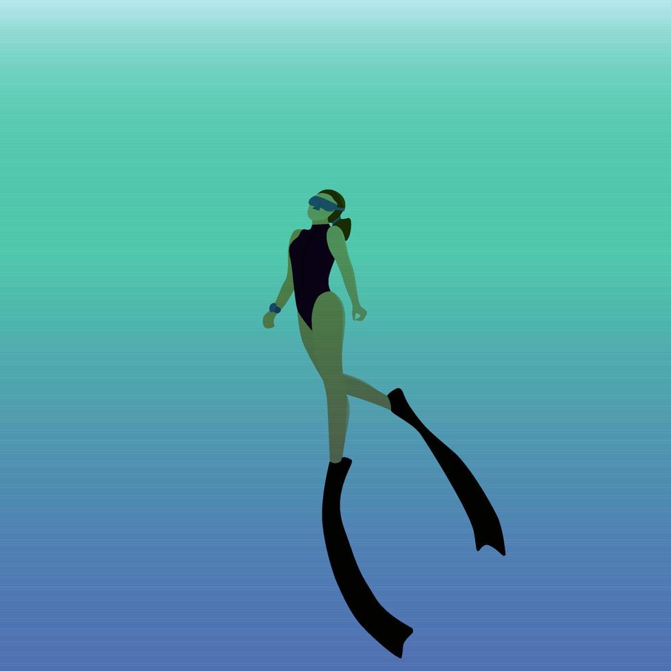 vrouw freediver onderwater. vector