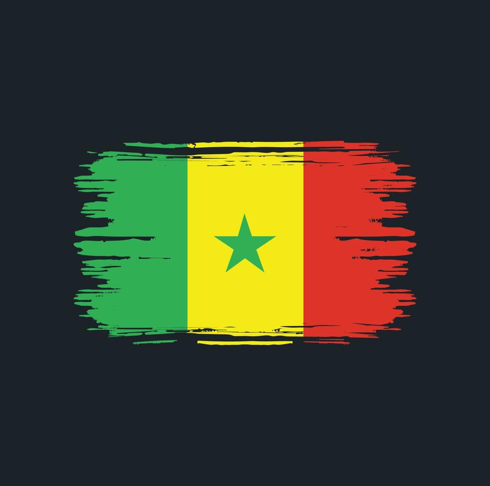 Senegal vlag borstel. nationale vlag vector