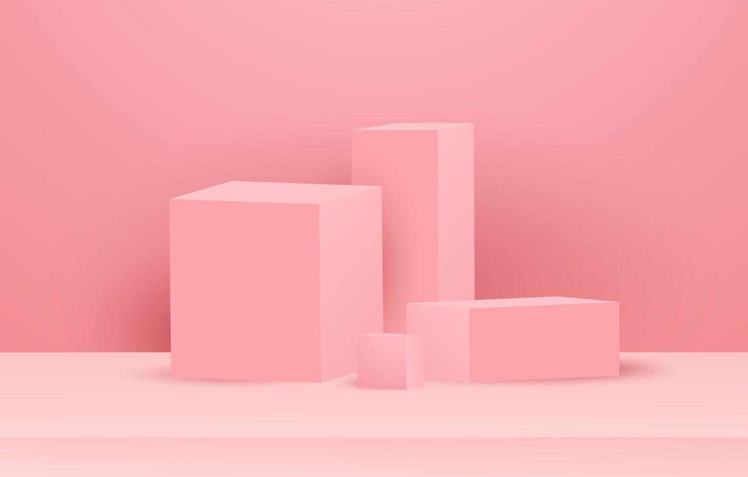 abstract roze 3d podiummodel voor productpresentatie. 3D-podium of podiumontwerp display showcase-sjabloon. vector illustratie