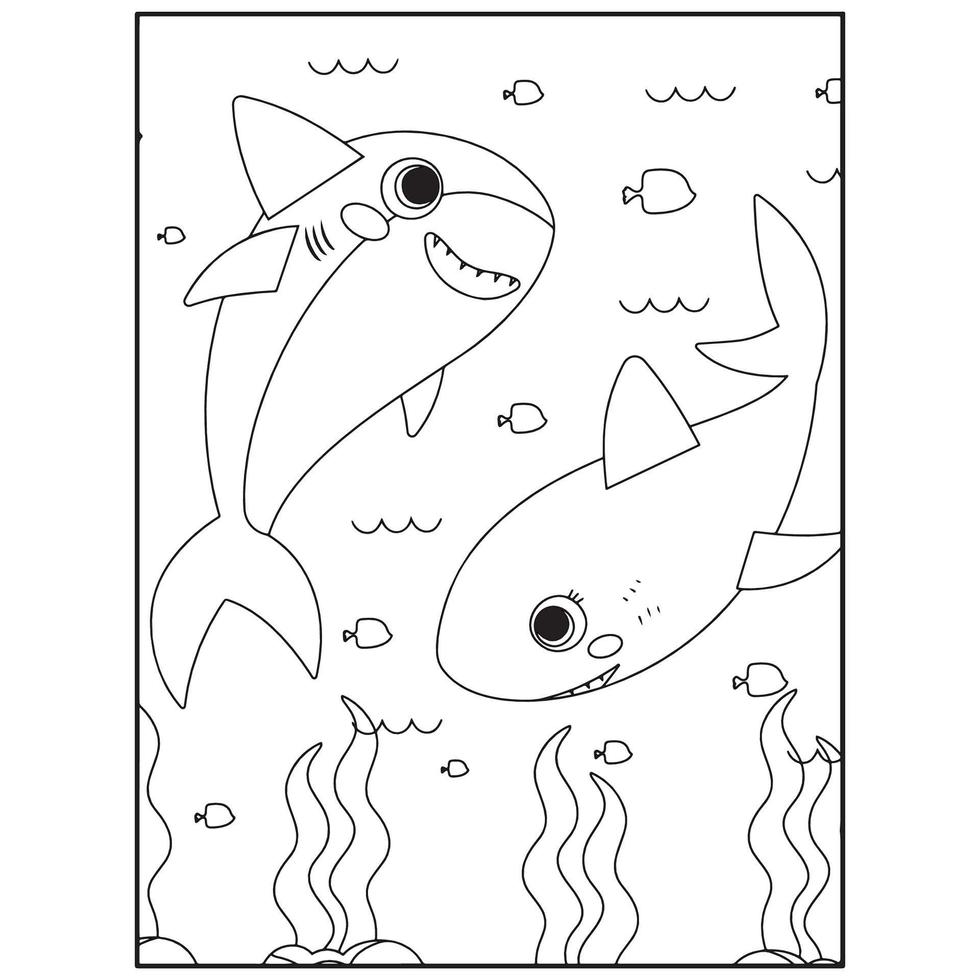 haaien kleurplaten voor kinderen vector