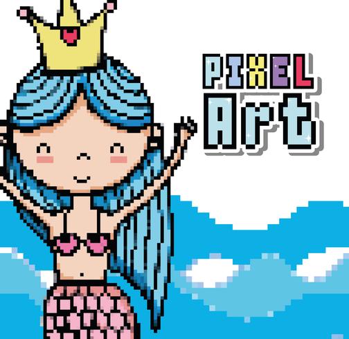 Pixel art aquatische wereld tekenfilms vector