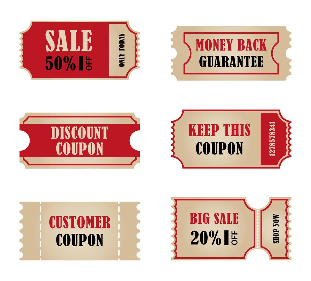 vectorstickers, prijskaartje, banner, etiket. couponverkoop, aanbiedingen en promoties vectorsjabloon. winkel prijskaartje, detailhandel, handel, bedrijf vector