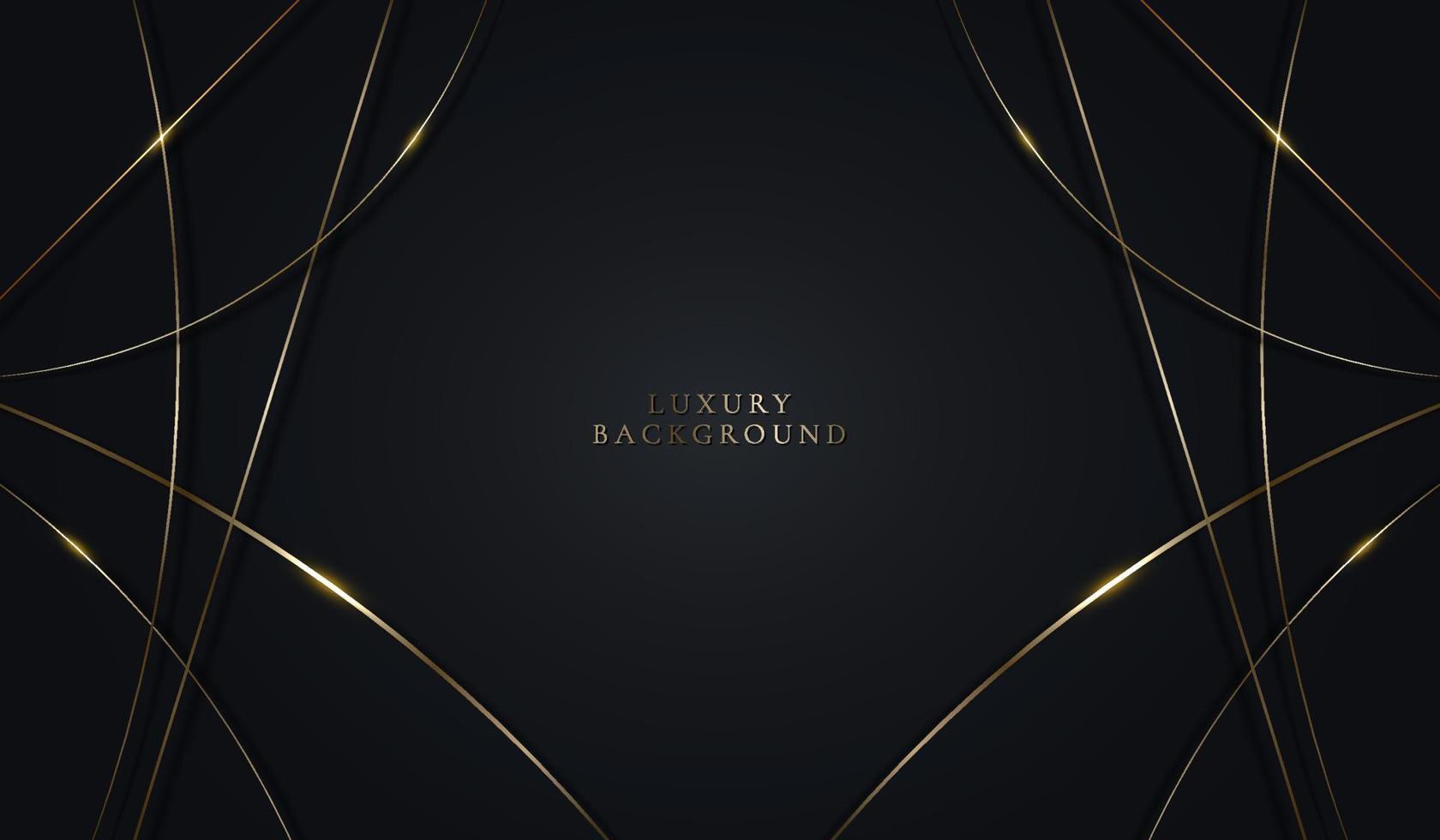 moderne luxe sjabloonontwerp abstracte gouden lijnen patroonelementen met verlichting op zwarte achtergrond vector