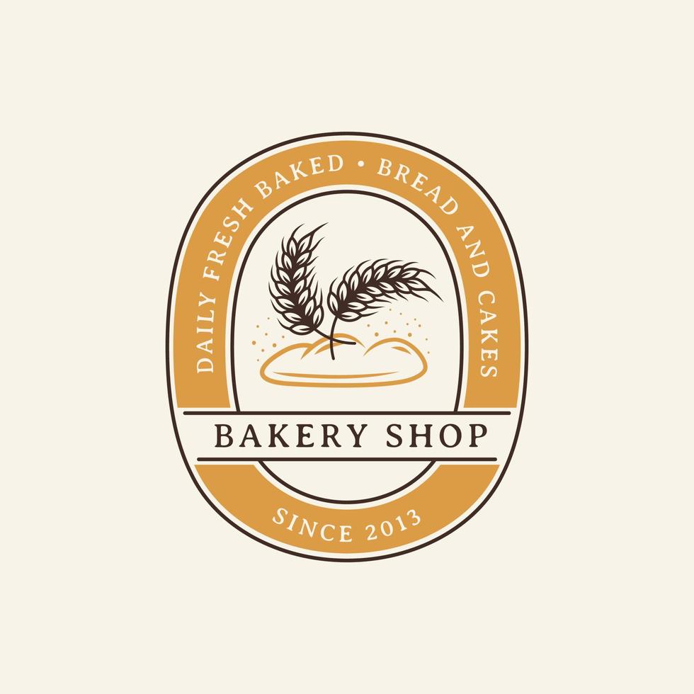 hand getekend vintage bakkerij winkel logo label vector