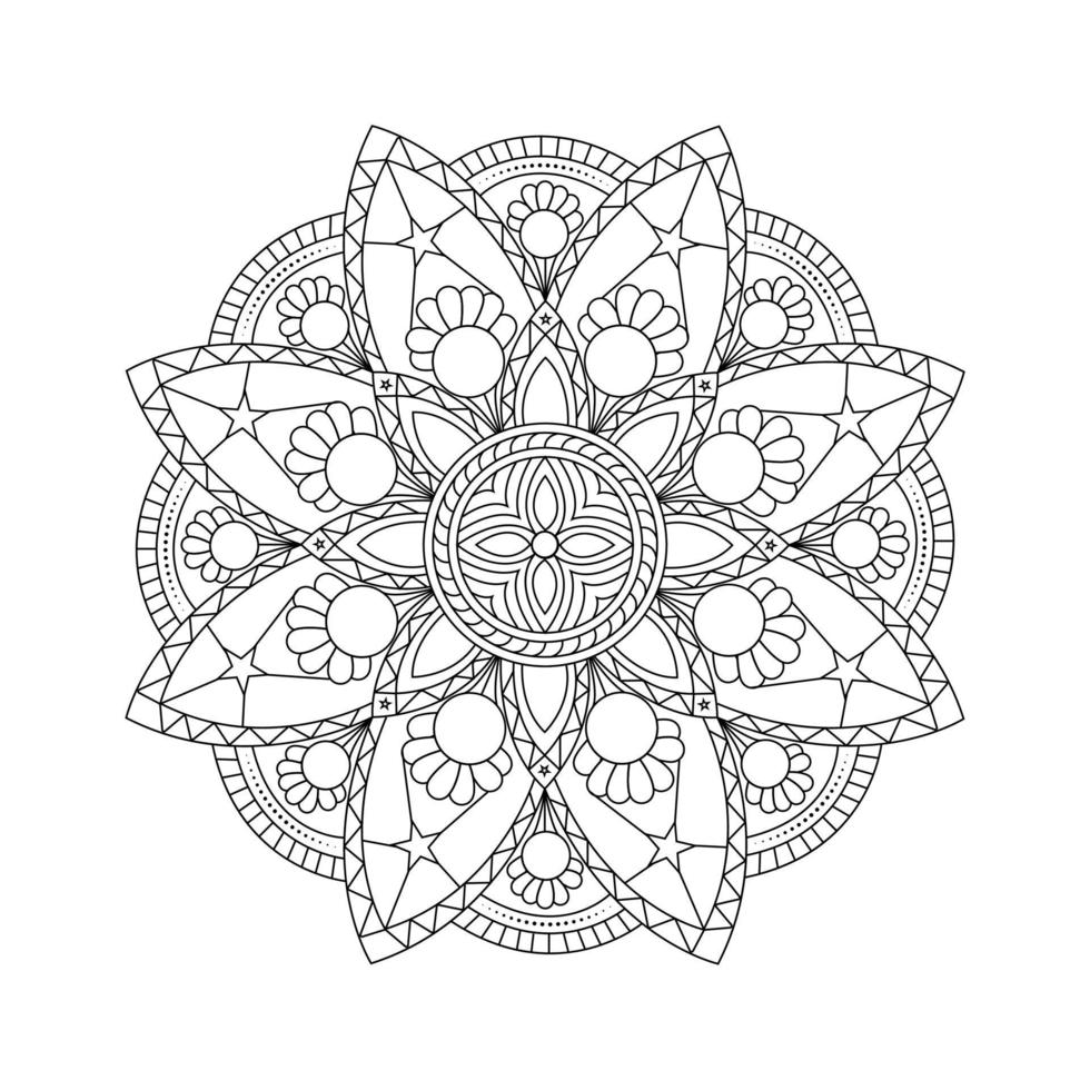 zwart-wit cirkel lijn kunst bloemen elementen mandala ontwerp graphics vector