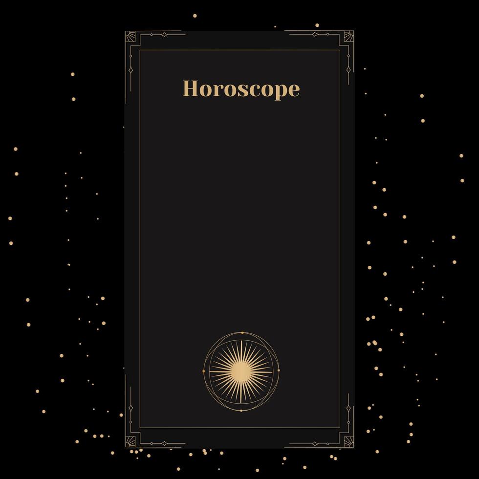 sjabloon voor een horoscoop met de zon. een elegante poster voor een esoterische dierenriemhoroscoop voor een logo of poster op een zwarte achtergrond met sterren vector