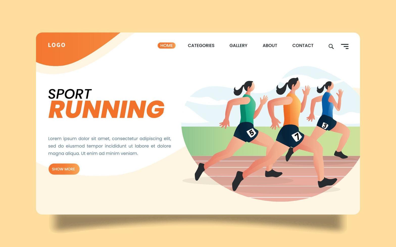 bestemmingspagina - sommige atleten sprinten in een sportcompetitie. vector