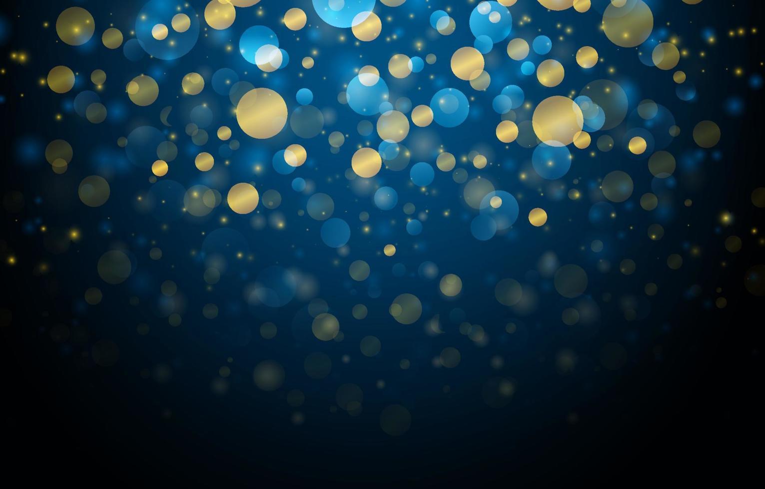 blauw en goud bokeh bubbellicht vector