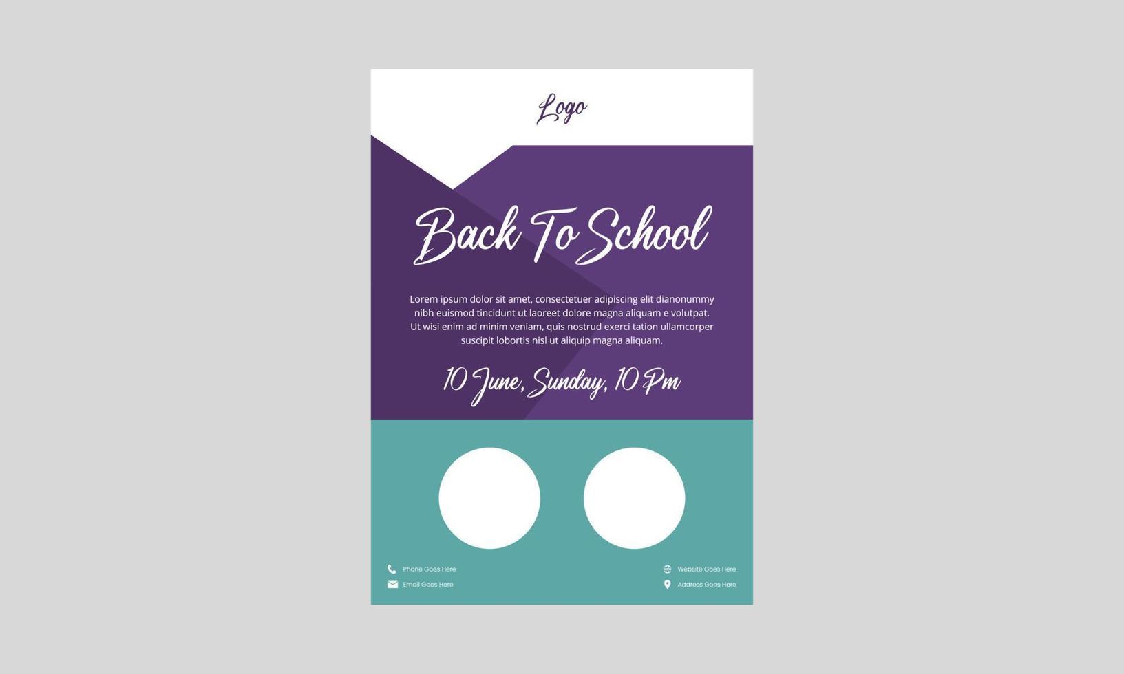 terug naar school flyer ontwerpsjabloon. creatief terug naar school flyer-ontwerp. school flyer ontwerpen met datum en tekst. vector