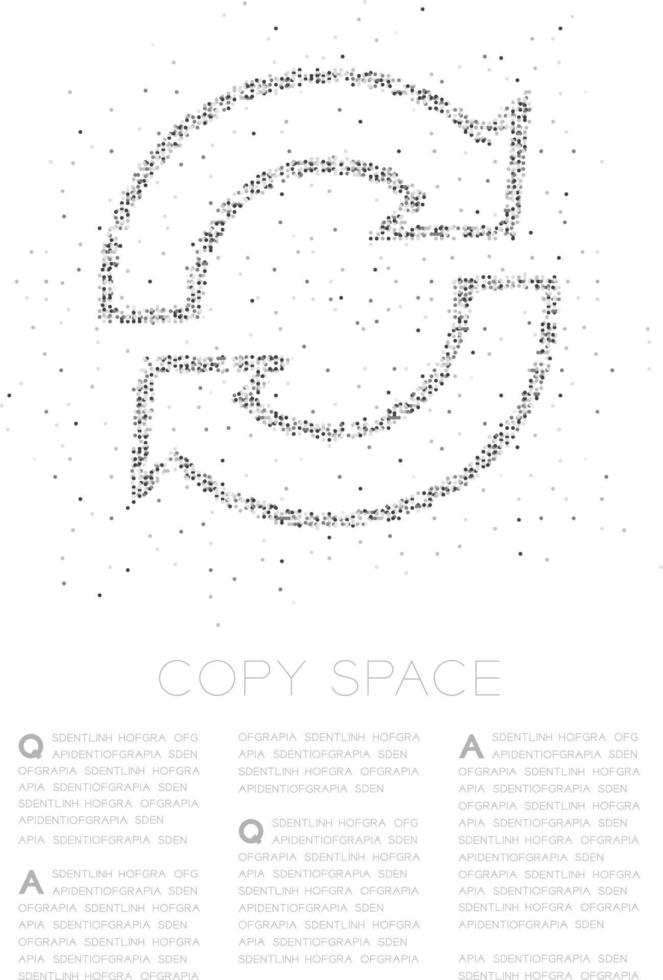 abstracte geometrische cirkel stip pixel patroon sync teken pictogram, data technologie concept ontwerp zwarte kleur illustratie op witte achtergrond met kopie ruimte, vector eps 10