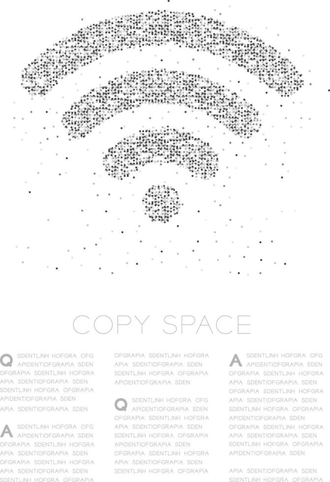 abstracte geometrische cirkel stip pixel patroon wifi symbool, internet connect concept ontwerp zwarte kleur illustratie op witte achtergrond met kopie ruimte, vector eps 10