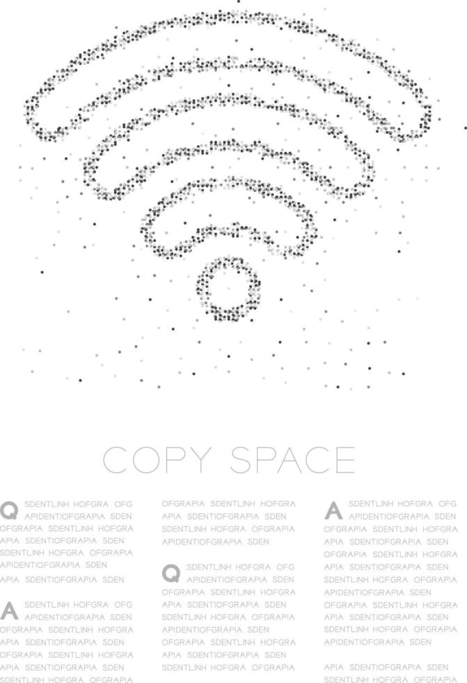 abstracte geometrische cirkel stip pixel patroon wifi symbool, internet connect concept ontwerp zwarte kleur illustratie op witte achtergrond met kopie ruimte, vector eps 10