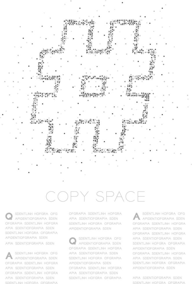 abstracte geometrische cirkel stip pixel patroon hashtag teken, sociaal netwerk verbinden conceptontwerp zwarte kleur illustratie op witte achtergrond met kopie ruimte, vector eps 10