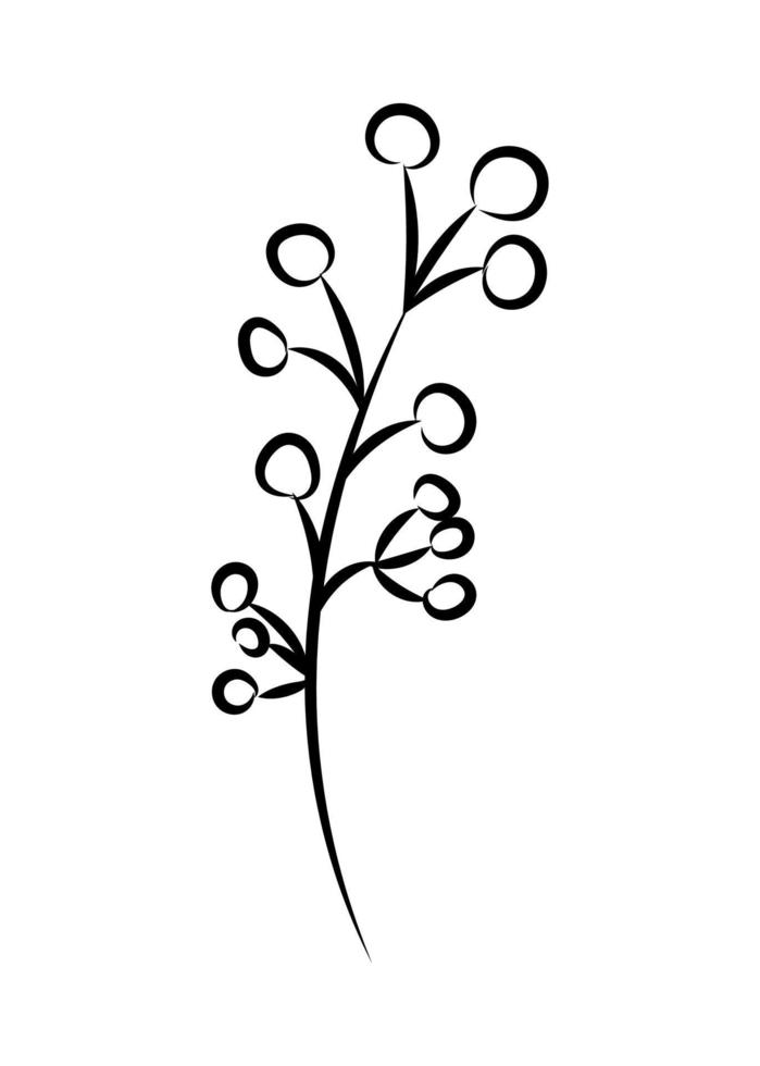 vector lineaire eenvoudige botanische poster. abstracte kunstlijnen, muurschilderingen, bloemen, bladeren, planten. modern design, doodle vormen, voorbladsjabloon, bedrukken van t-shirts, ansichtkaarten, banners en meer.