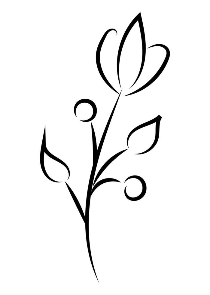 vector lineaire eenvoudige botanische poster. abstracte kunstlijnen, muurschilderingen, bloemen, bladeren, planten. modern design, doodle vormen, voorbladsjabloon, bedrukken van t-shirts, ansichtkaarten, banners en meer.