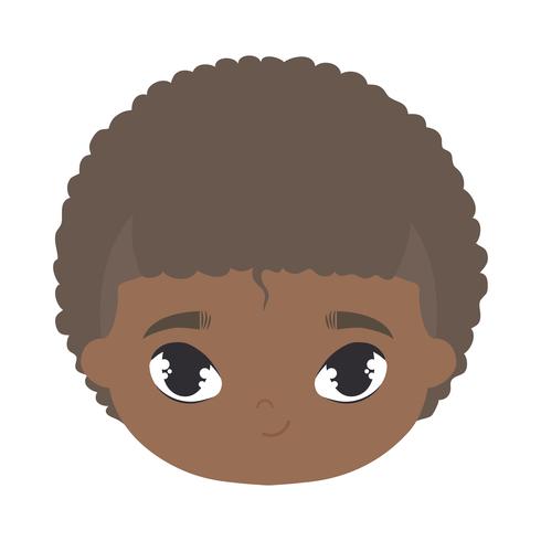 hoofd van schattige kleine jongen afro avatar karakter vector