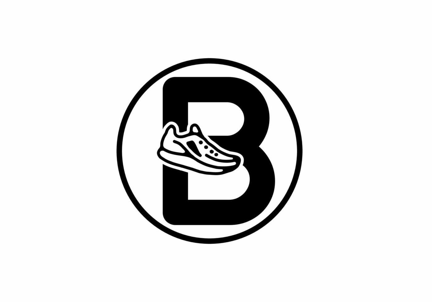 zwarte b beginletter met schoenen in cirkel vector