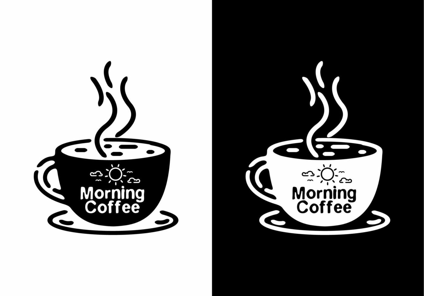 zwart-wit koffie in de ochtend lijn kunst illustratie vector