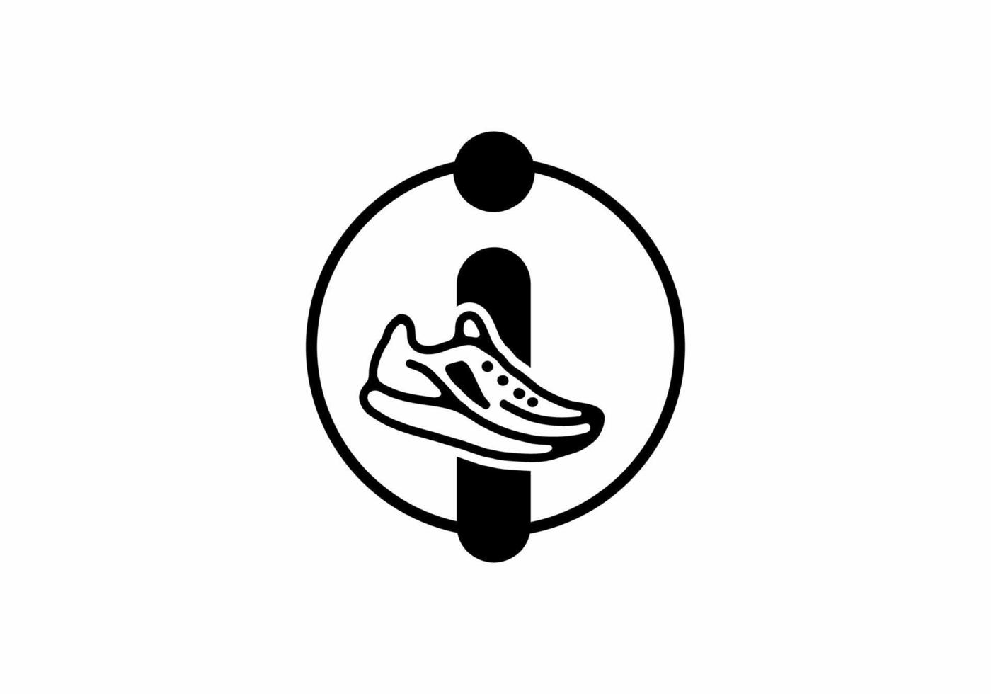 zwarte i beginletter met schoenen in cirkel vector