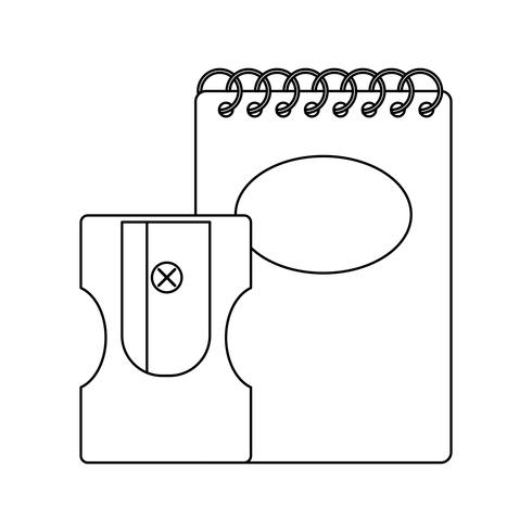 notitieboek school met puntenslijper vector