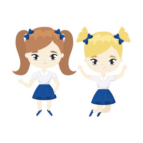 schattige kleine student meisjes avatar karakter vector