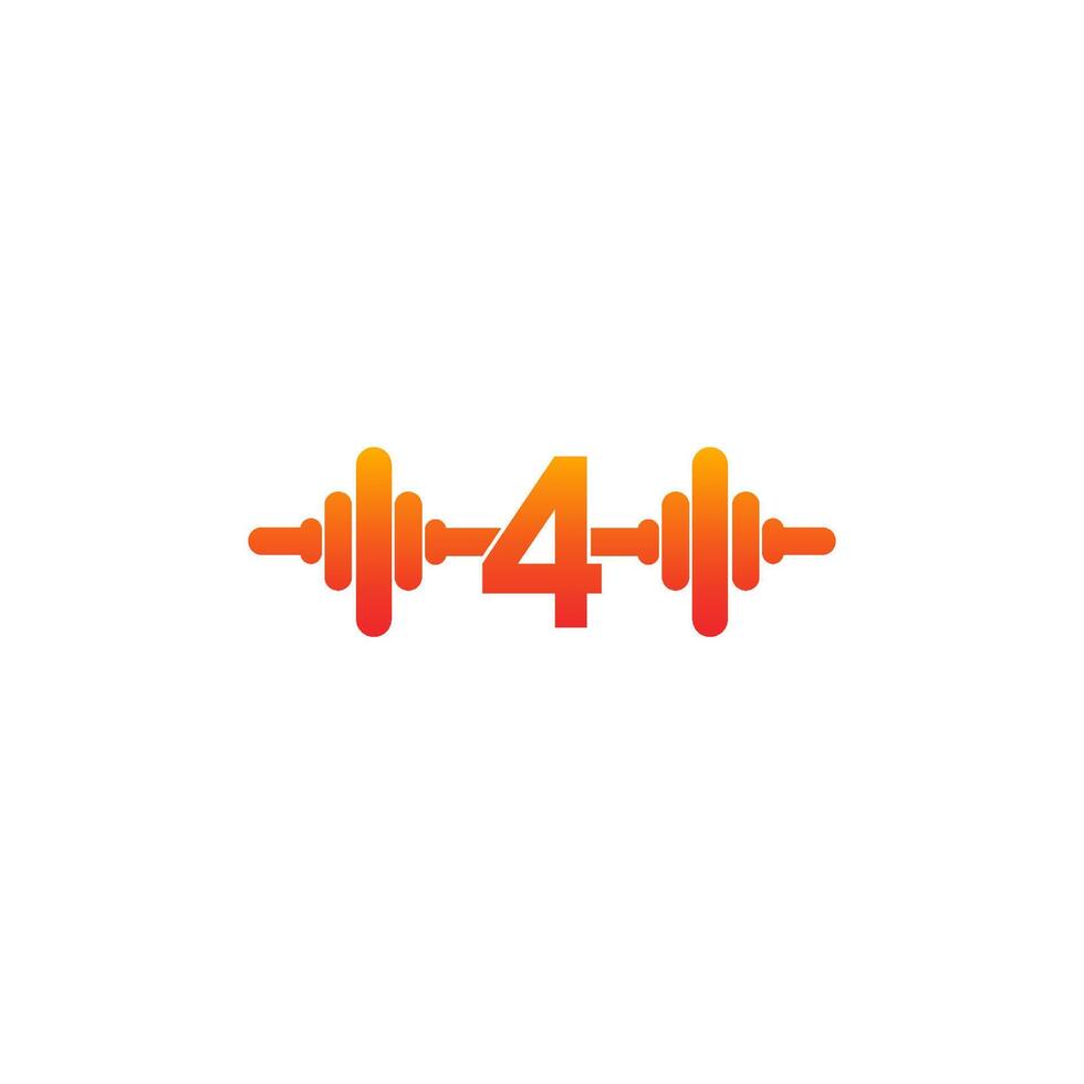 nummer 4 met barbell pictogram fitness ontwerp sjabloon illustratie vector