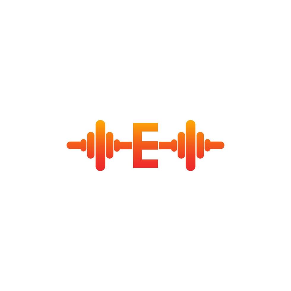 letter e met barbell pictogram fitness ontwerp sjabloon illustratie vector