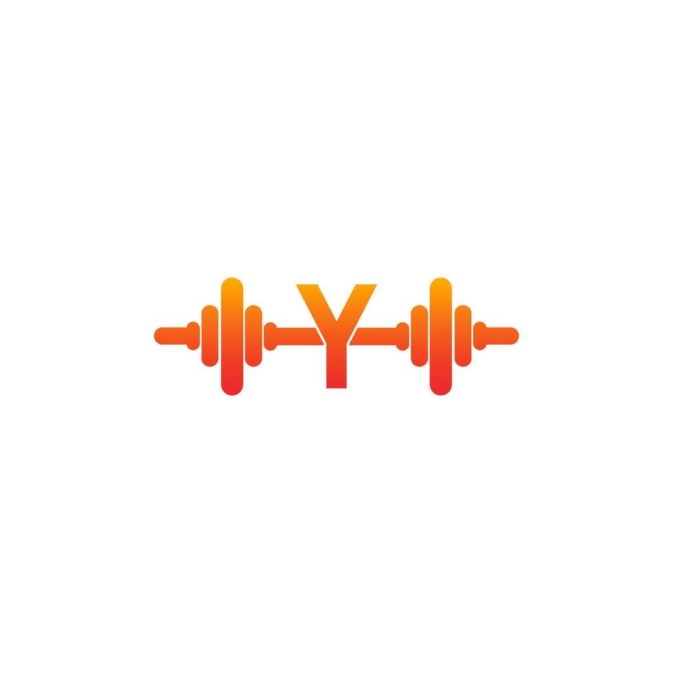 letter y met barbell pictogram fitness ontwerp sjabloon illustratie vector