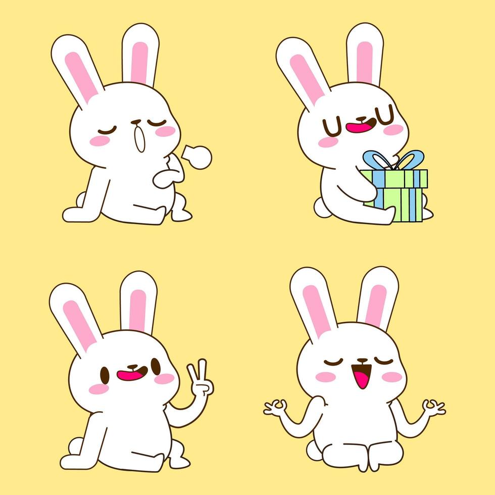 schattig klein konijntje tekenfilm, konijn sticker vector