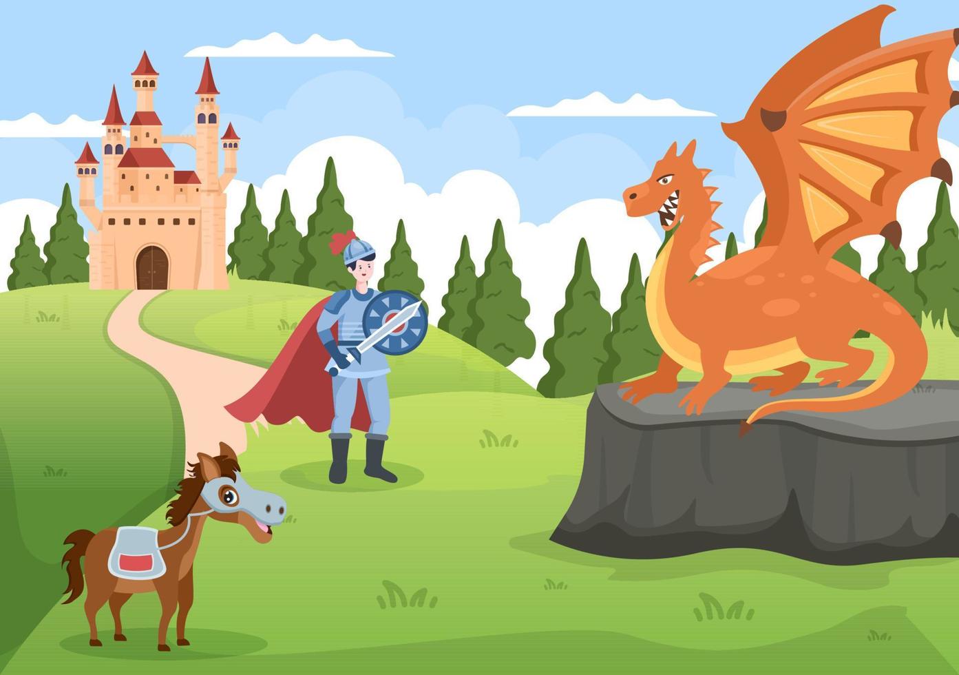 kasteel met prins, koningin en ridder elementencollectie, majestueuze paleisarchitectuur in cartoon vlakke stijlillustratie vector